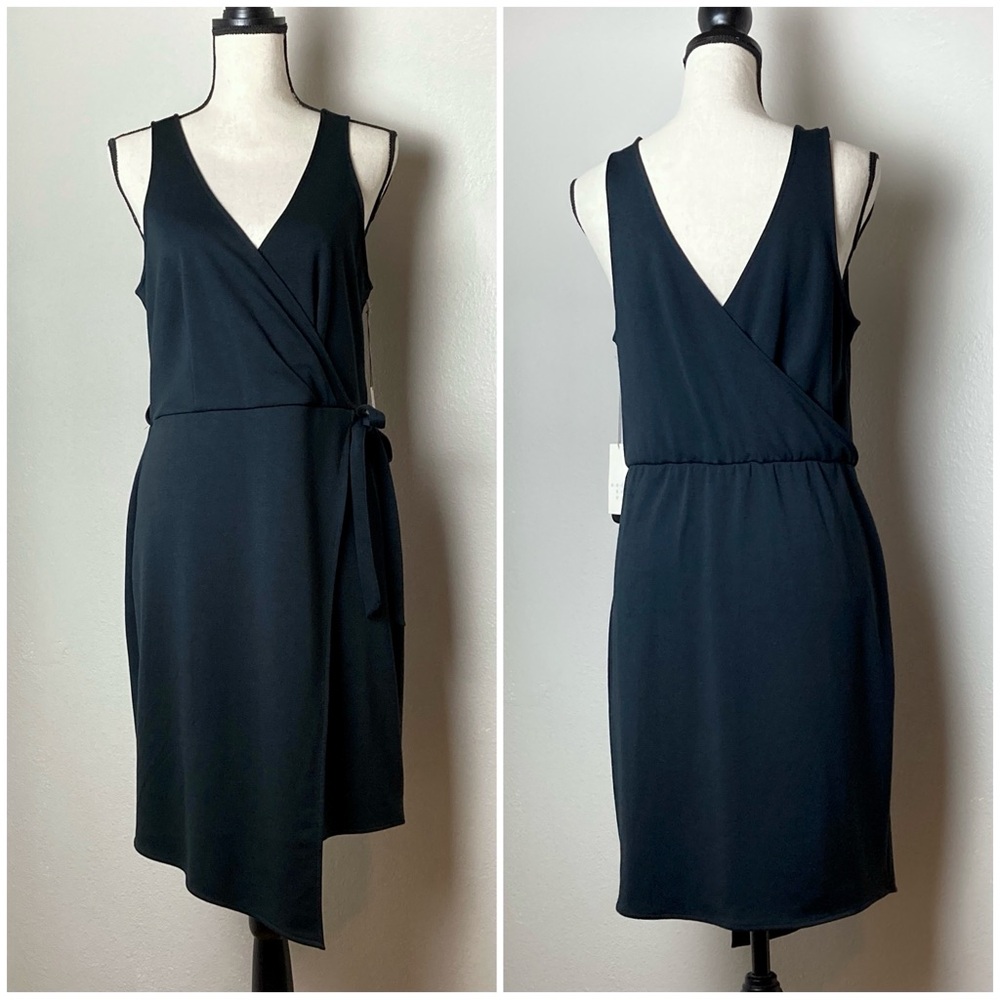NWT a new day Faux Wrap Dress with Side Tie Deep V Neck Classy Elegant Versatile